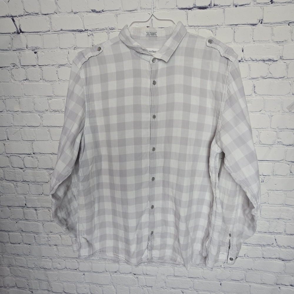Calvin Klein Gray Plaid Casual Classic Fit Button-Down Shirt L